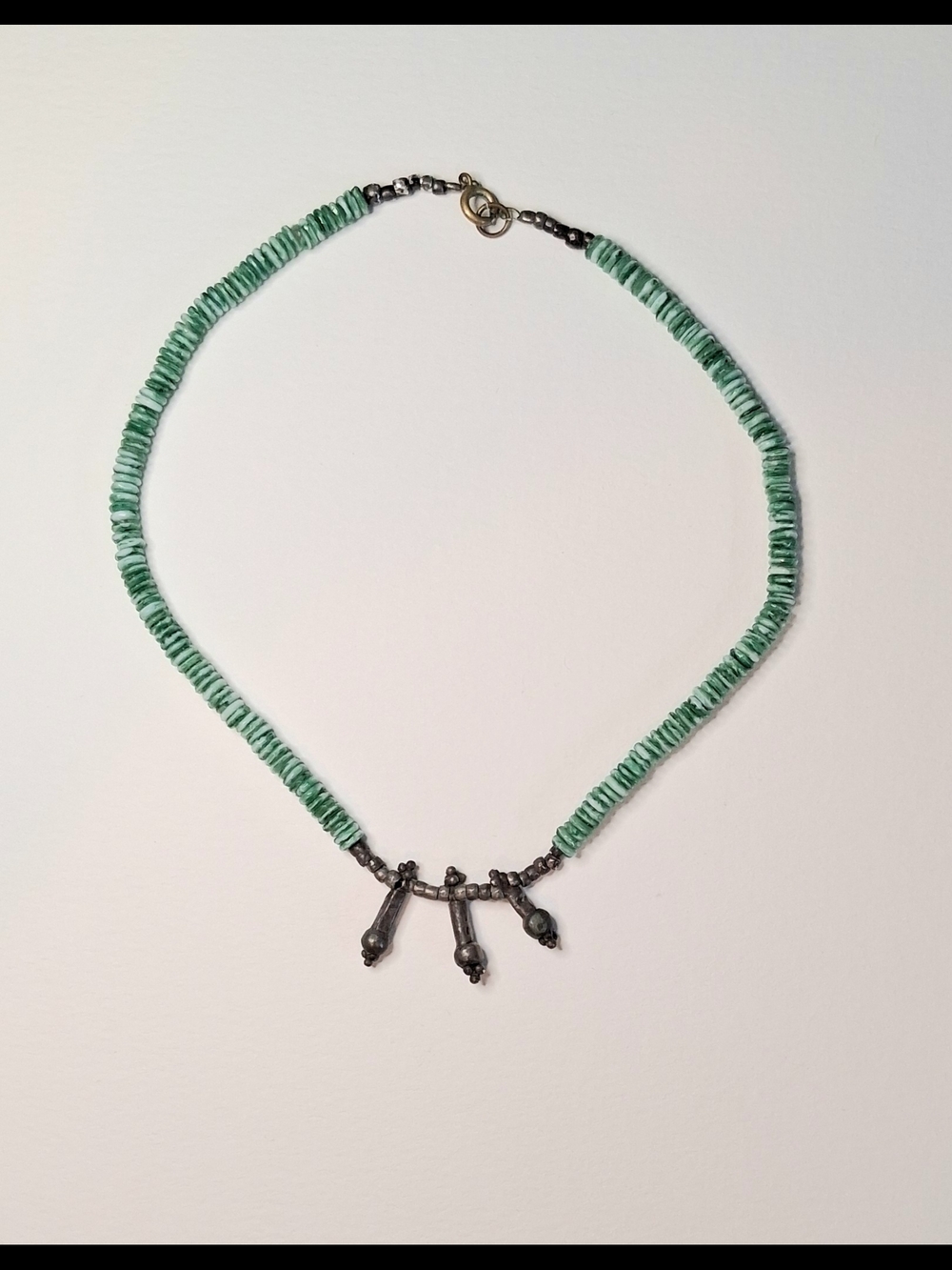 VNTG Native American Santa Pueblo Necklace w/ Sterling Silver and Heishi Beads